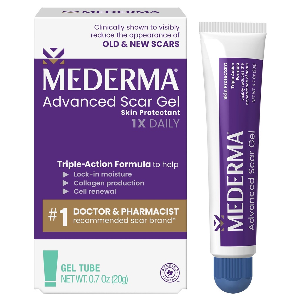 Mederma Advanced Scar Gel - Eski ve Yeni Korkunçları Tedaviler, Ane, Cerrahi, Burns, Yaralanmalar ve İşaretler Marks, 0.70 Oz (20g)