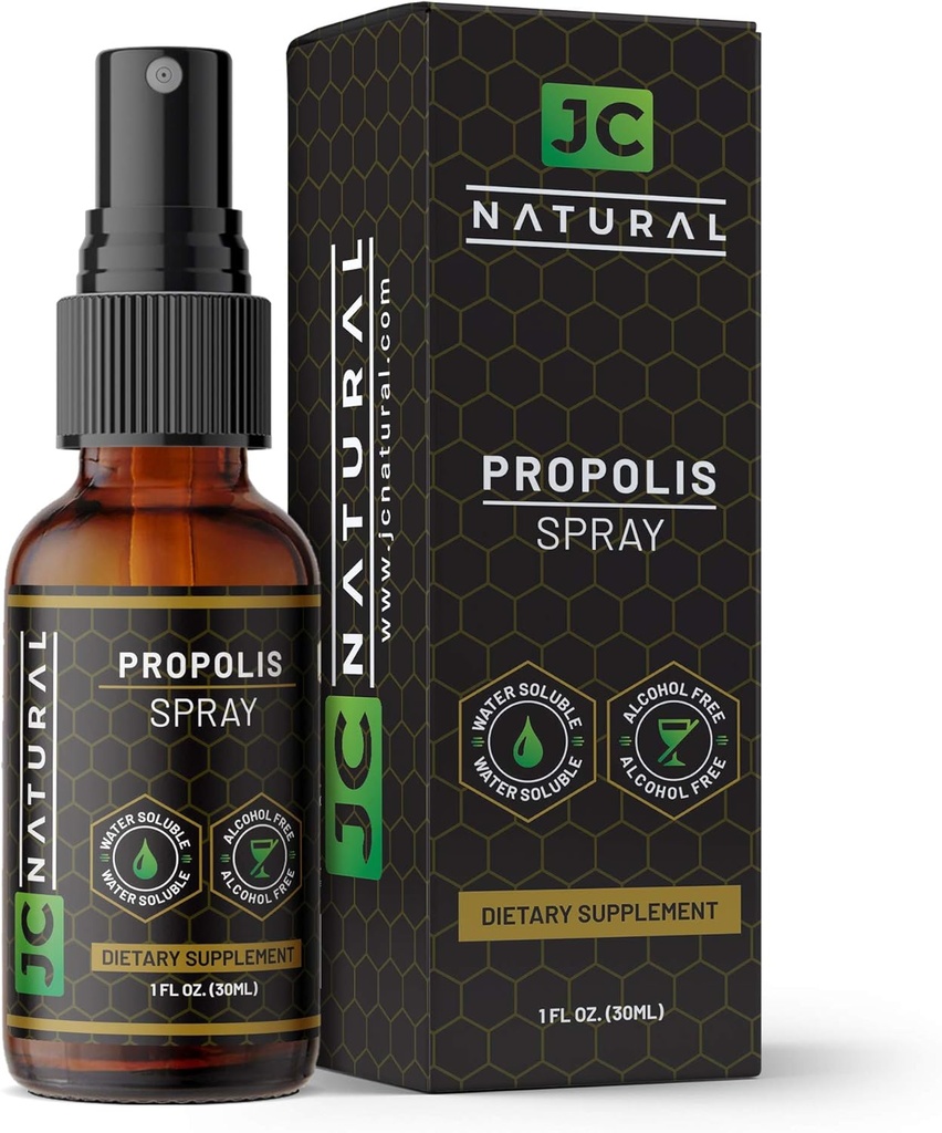 Propolis Throat Spray - Su ►, Alkol Free. Natural Immune Support. Harmful Organizmleri, Güçlü Antioksi- 1 fl oz (30 ml) JC Natural x CGM Laboratuvarları