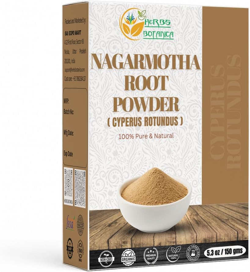 Βότανα Botanica Organic Nagarmotha Powder Cyperus Rotundus Ayurvedic Formula for Digestion 100% Pure Premium Quality Βότανο συμπλήρωμα για άνδρες και γυναίκες προωθεί την υγιή περιποίηση των μαλλιών 150 GMS / 5.3 oz