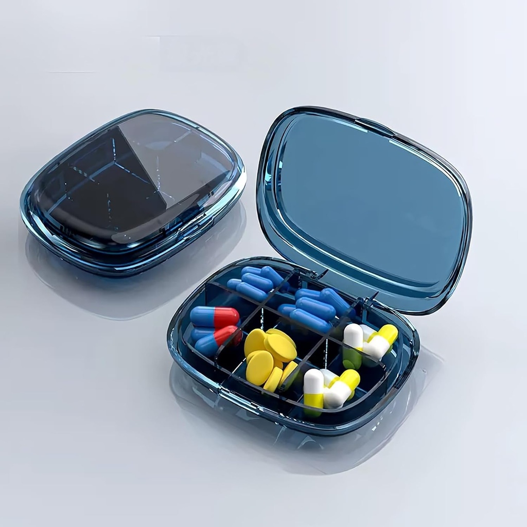 Daily Pill Organizer, 6 διαμερίσματα Φορητή θήκη χάπι, Portable Pill Dispenser, Moisture-Proof Travel Pill Box για να κρατήσει συμπληρώματα, βιταμίνες, Cod Liver Oil και φαρμακευτική αγωγή... (Καθαρό μπλε)