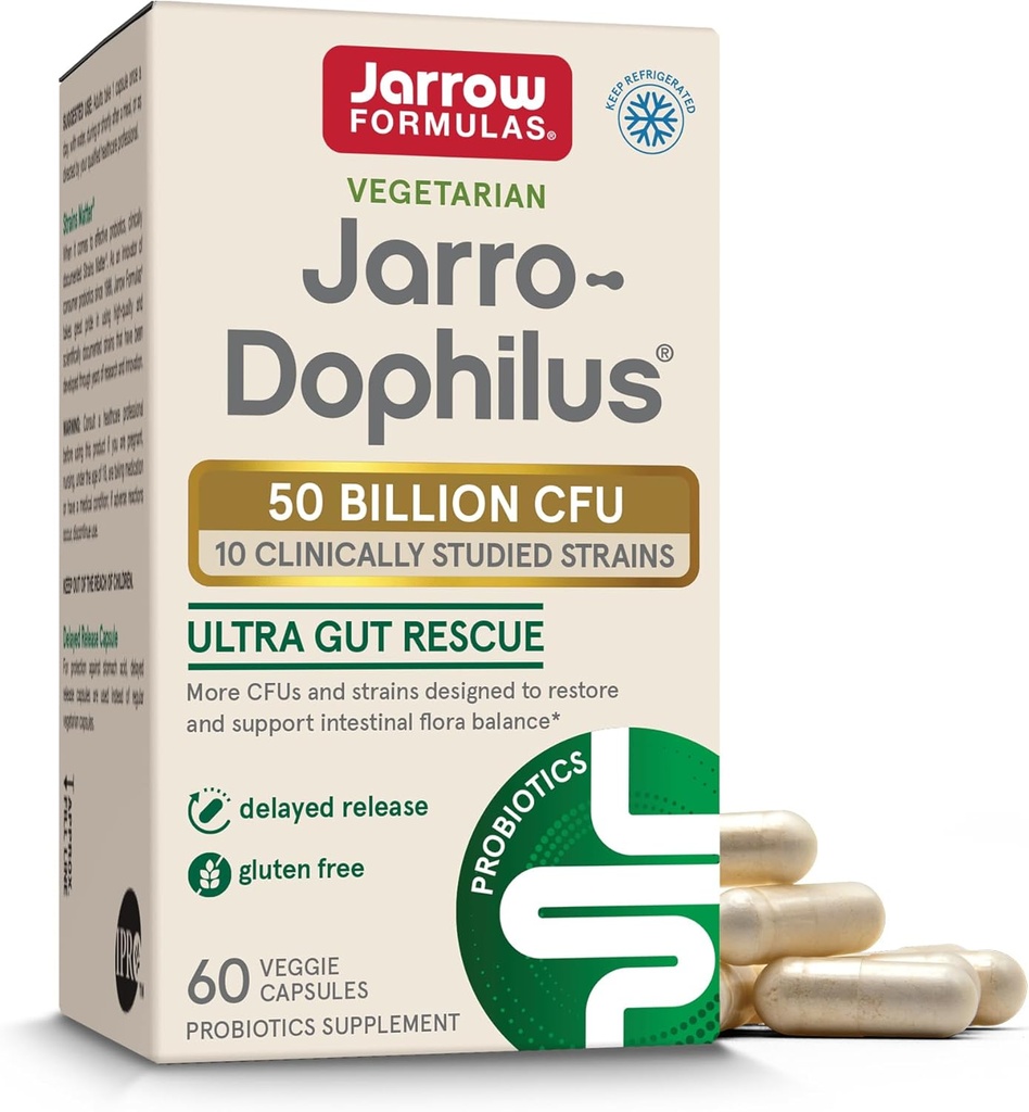 Jarrow Formulas Jarro-Dofilius Ultra Gut Kurtarma - 50 Milyar CFU Per Servis - Probiyotiks geri yükleme, Koruma ve Intestinal Flora - 60 Hizmet (Delayed Release)