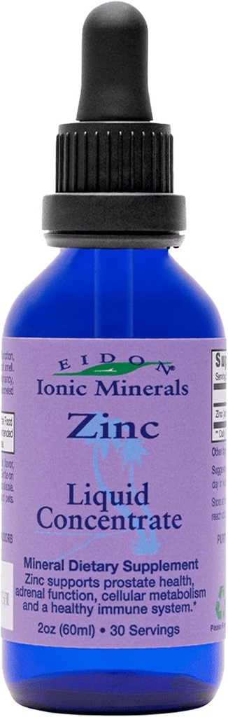 Eidon Ionic Minerals Sıvı çinko Yoğunluğu - Ionic çinko Supplement Drops for Yetişkinler and Kids, Support Immune System, Hair and Skin, Liver and Kidney Health, Relieves Stres - 2 ozzz