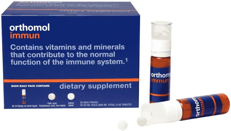 Orthomol Immun Vial, Immune Support Supplement,Capsule 30-Day Supply, Vitamins A, B, C, D, E, çinko, Iodine