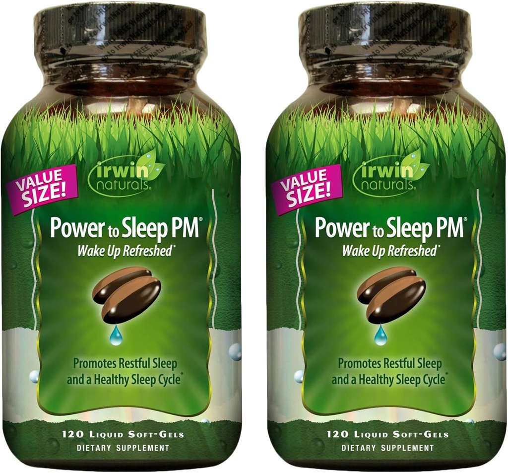 Irwin Naturals Power to Sleep PM - 120 Liquid Soft-Gels, Pack of 2 - With Melatonin, GABA, Ashwagandha, Valerian Root & L-Theanine - 120 Toplam Hizmetler