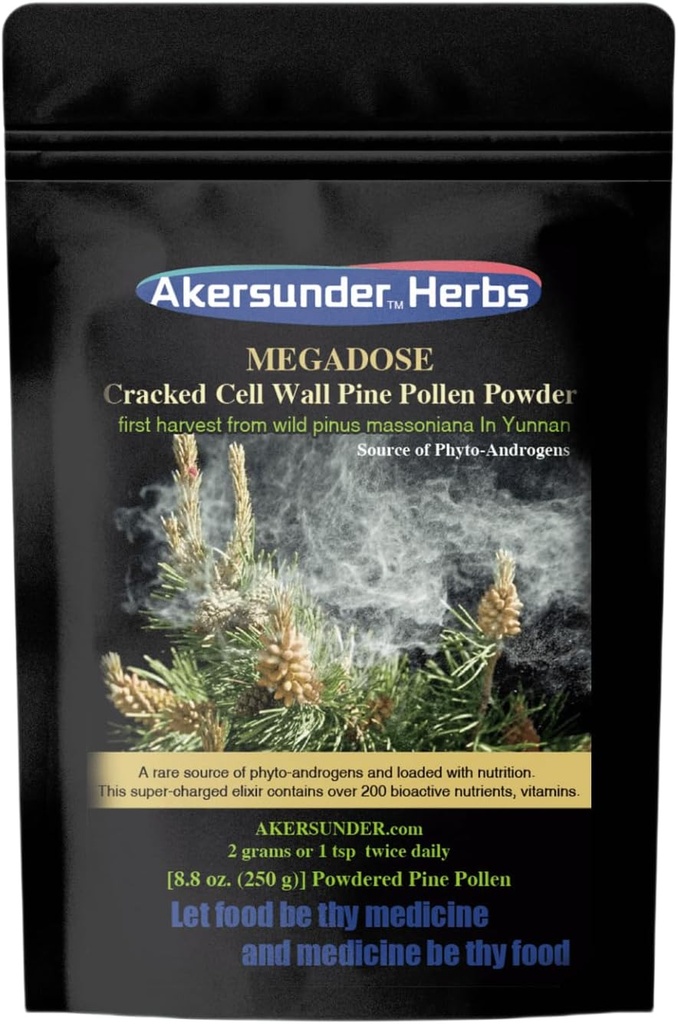 Pine Pollen σκόνη 250 γραμμάρια, Shell Broken / Cracked τοίχος κυττάρων, Certified Organic, αναβάθμιση συσκευασίας, νέα εκτόξευση σκόνης