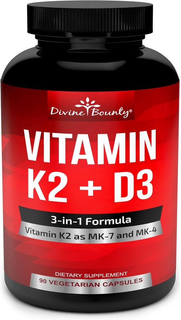 D3 Supplement ile BK7 & MK4) - MK-7 100 C & D vitamini, MK-4 500mcg ve 5000 IU Vitamin D3 3-in-1 Formula - Bone and Heart Support - 90 Non-GMO Vegetarian Capsules