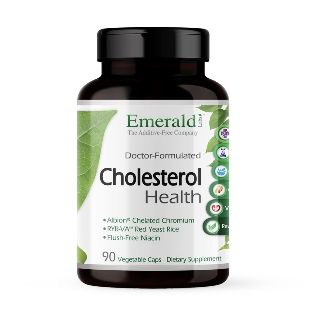 Emerald Labs Cholesterol Health - Διαθέτει CoQ10, Flush-free νιασίνη, RYR-VA, και σκόρδο για την καρδιά και την υποστήριξη της κυκλοφορίας - 90 κάψουλες λαχανικών