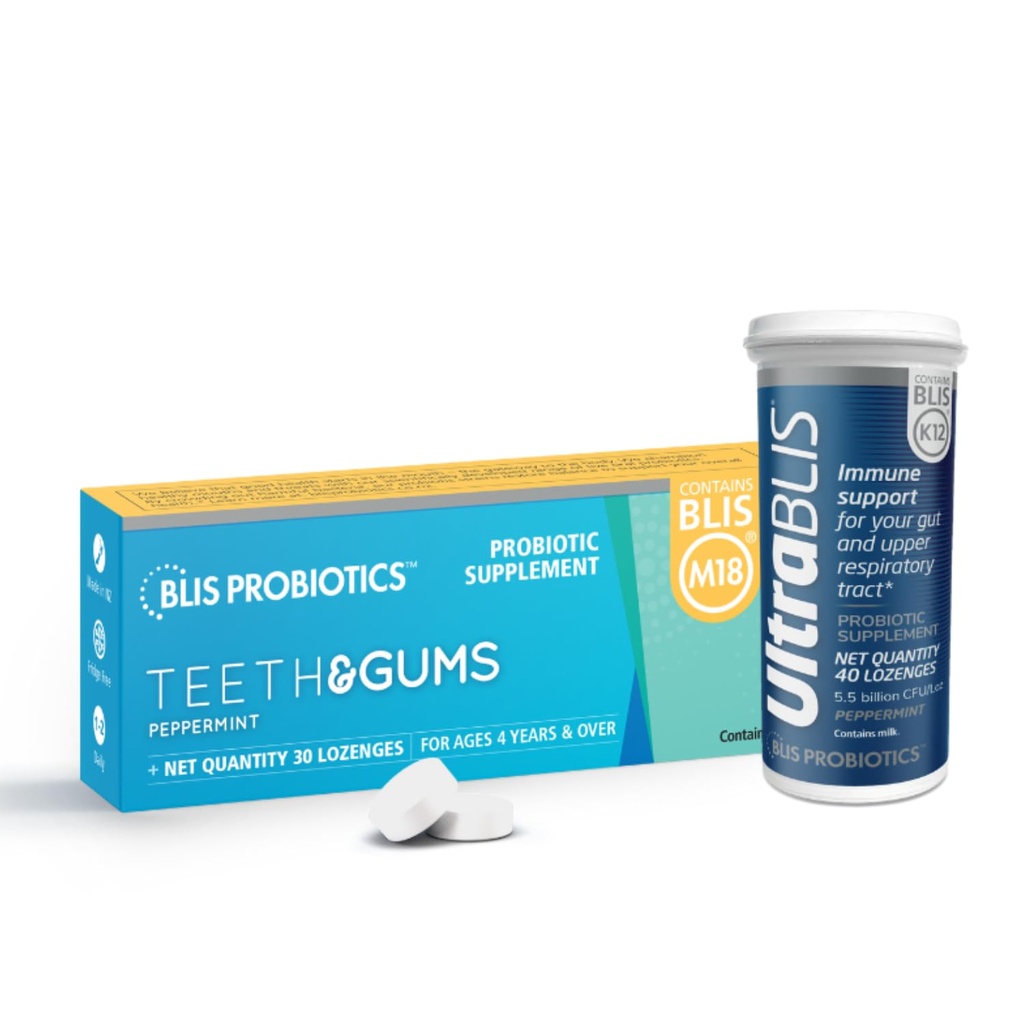 BLIS Δόντια & Gums M18 + UltraBlis συμπλήρωμα υποστήριξης του ανοσοποιητικού K12