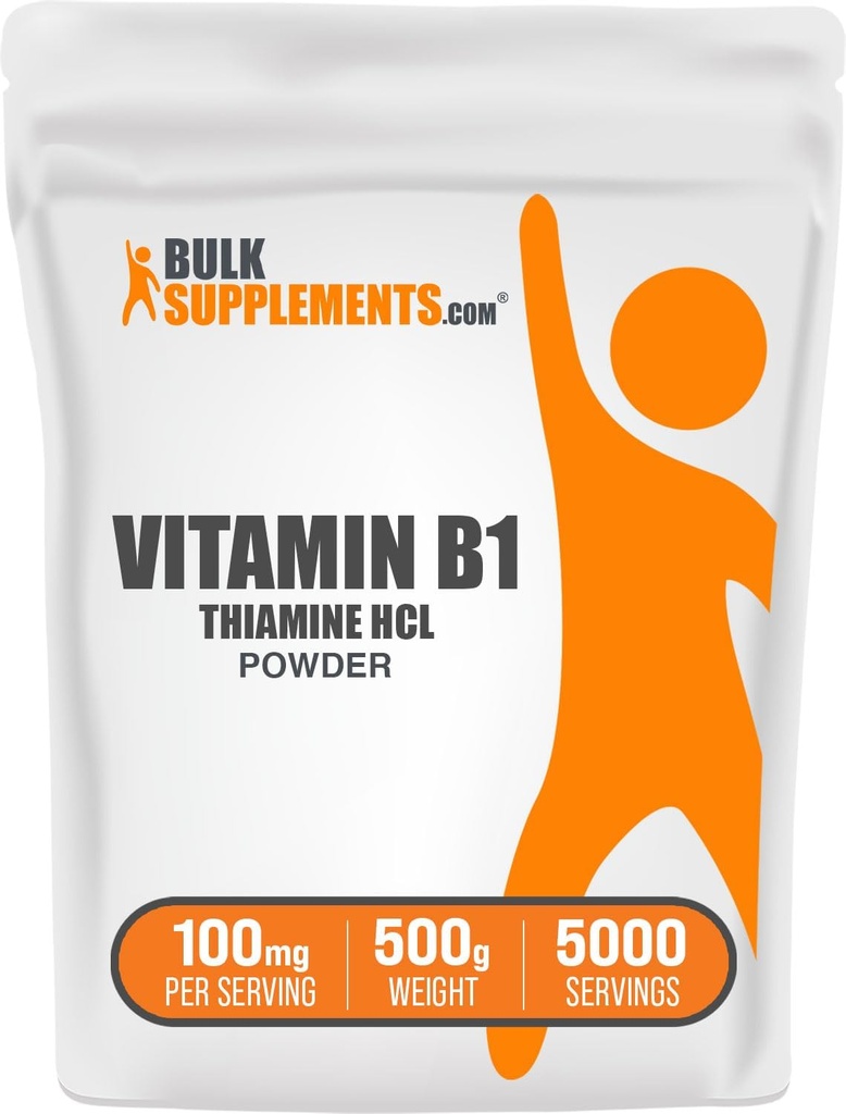 BulkSupplements Thiamine HCl Toz - Thiamine B, B1 Vitamins, Thiamine B1 Supplement, Thiamine 100 mg - Gluten Free, 100 mg per Service, 500g (1.1 lbs) (Pack of 1)