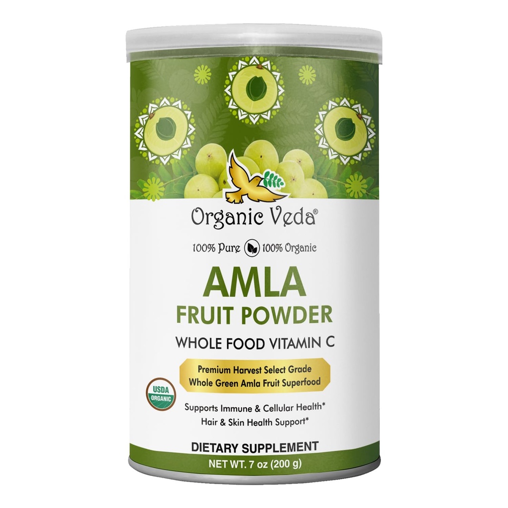 Organik Veda Amla Toz Organik,7oz - Saç için Hint Gooseberry Toz - C vitamini, Antioksis, Supports Immune, Digestive & Skin Health, Non-GMO, Vegan