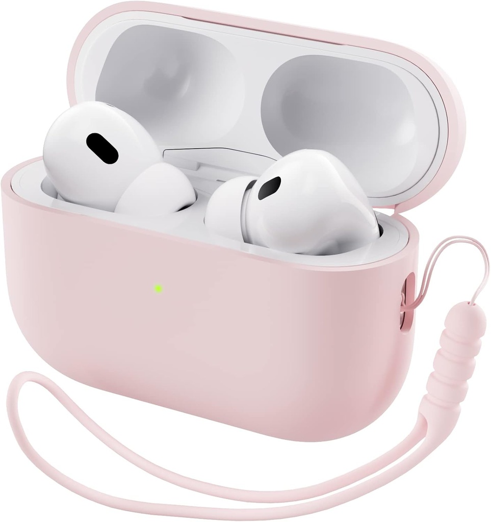 AirPods Pro 2 Case 2022 ile uyumlu, AirPods Pro 2nd Generation Case, Front LED Visible Skin Cover-Pink