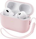 AirPods Pro 2 Case 2022 ile uyumlu, AirPods Pro 2nd Generation Case, Front LED Visible Skin Cover-Pink