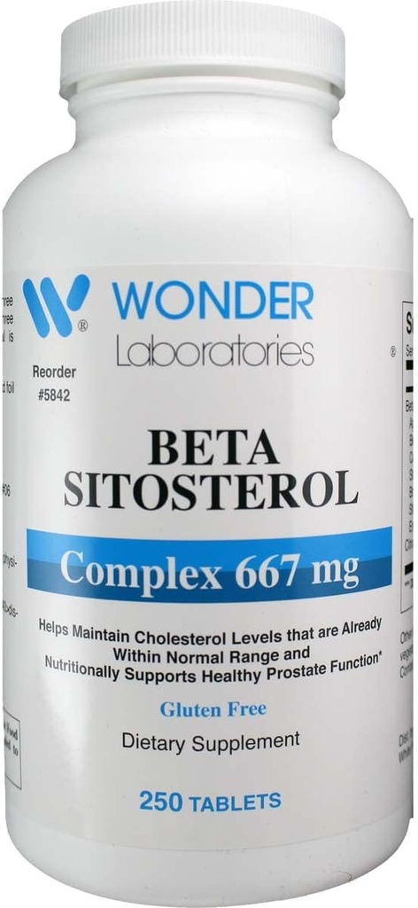 Wonder Labs Beta Sitosterol Kompleksi 667 mg, Sağlıklı Cholesterol Seviyelerini ve Sağlıklı Prostatı - 250 Tablet