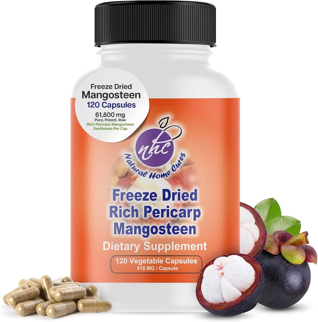 Κάψουλες Περικάρπιου Mangosteen – Οργανική Πάγωμα Αποξηραμένη Δύναμη Σκόνης, Πλούσια σε 56+ Ισχυρές ξανθόνες & φλαβονοειδή, Υψηλές κάψουλες ORAC – 120 Veggie