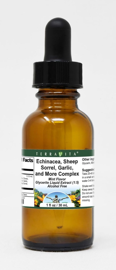 Terravita Echinacea, Koyun Sorrel,, ve Daha Kompleks Glycerite Sıvı Ekstraksiyon (1:5) - Mint Flavored (1 oz, ZIN: 523695)