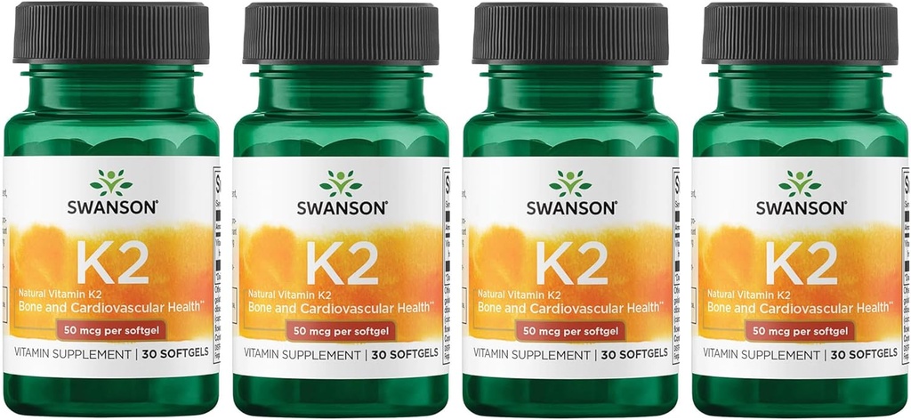 Swanson Φυσική βιταμίνη K2 (Menaquinone-7 από Natto) 50 mcg 30 Sgels (4 Συσκευασία)
