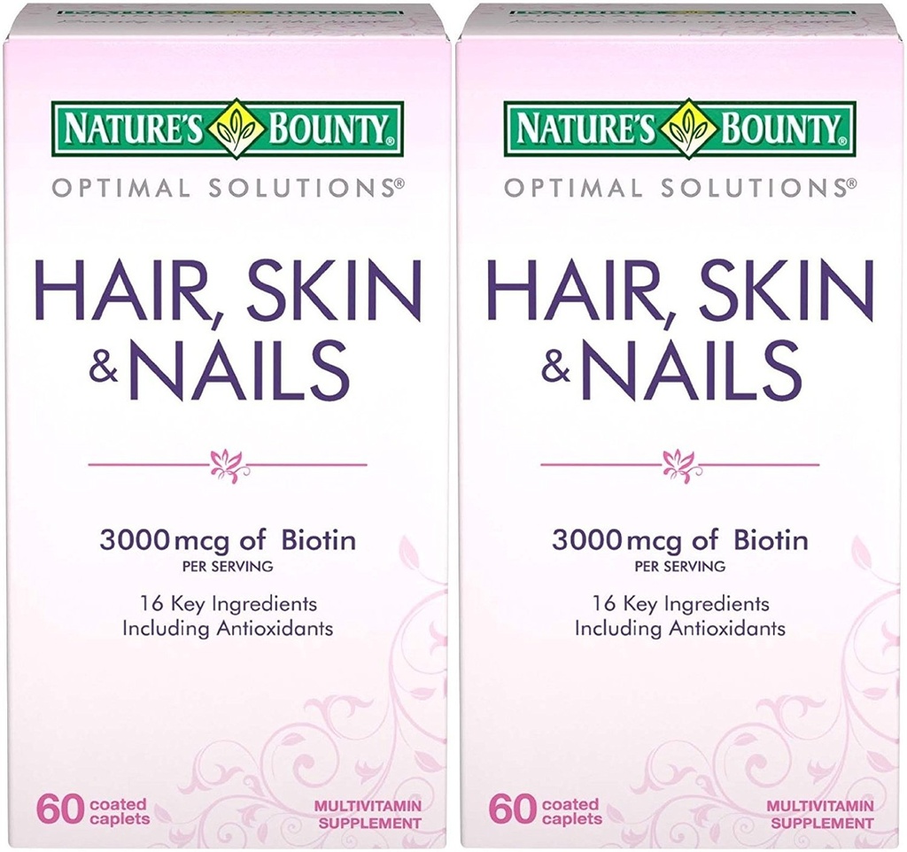 Nature's Bounty Optimal Solutions Saç, Skin & Nails Formula, 120 Kaplamalar (2 x 60 Kont)