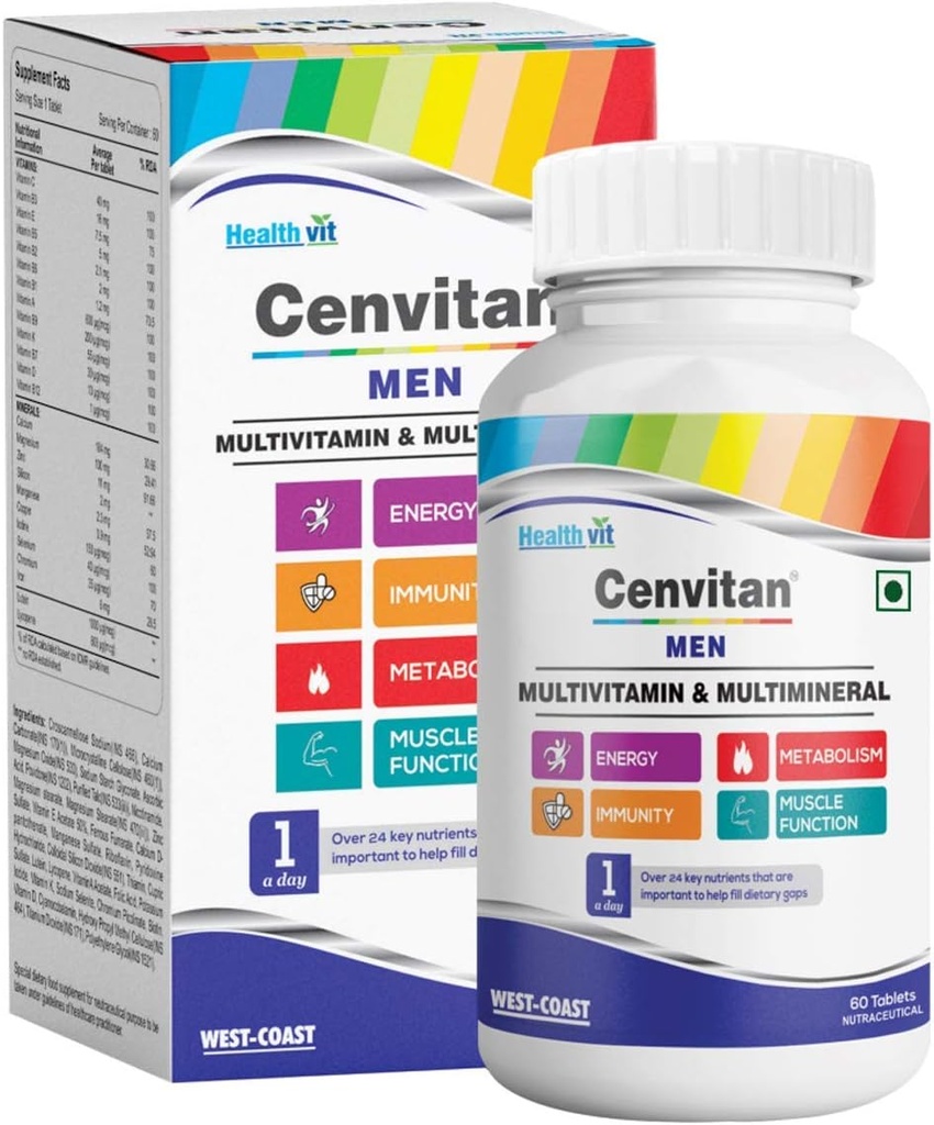 Cenvitan Multivitamin for Men - 24 Nutrients (Vitamins and Minerals) | Enerji için Stamina & Recovery