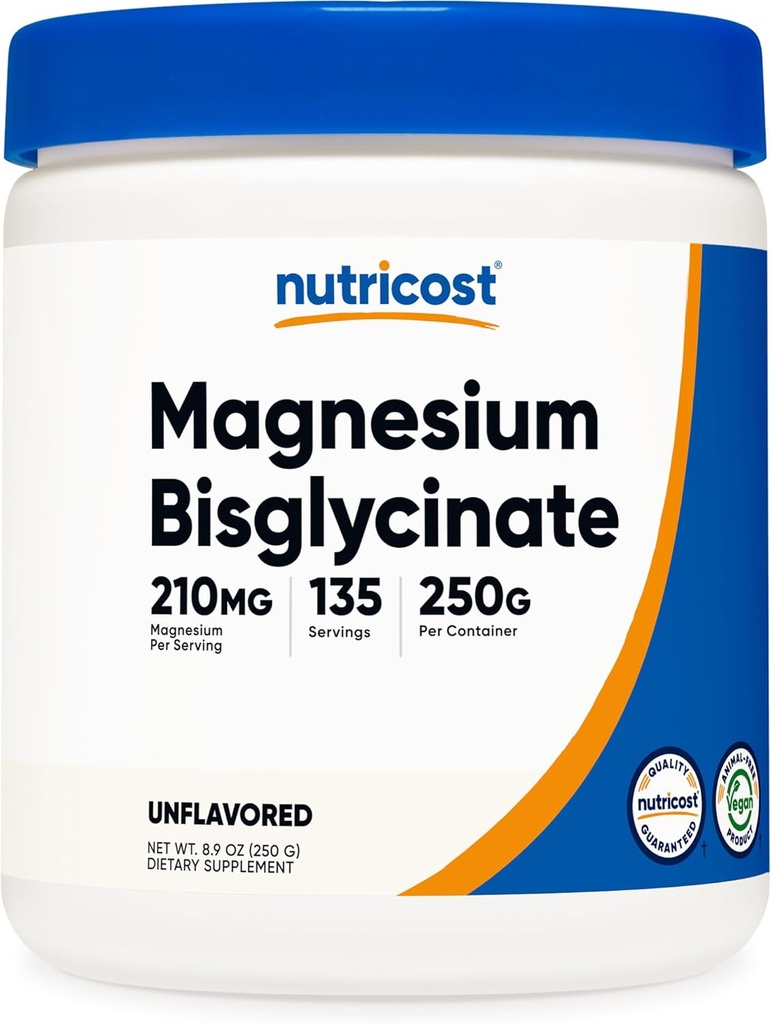 Nutricost Μαγνήσιο Διγλυκινικό Σκόνη (Άγευστη, 250 γραμμάρια) - Μη ΓΤΟ, Vegan συμπλήρωμα