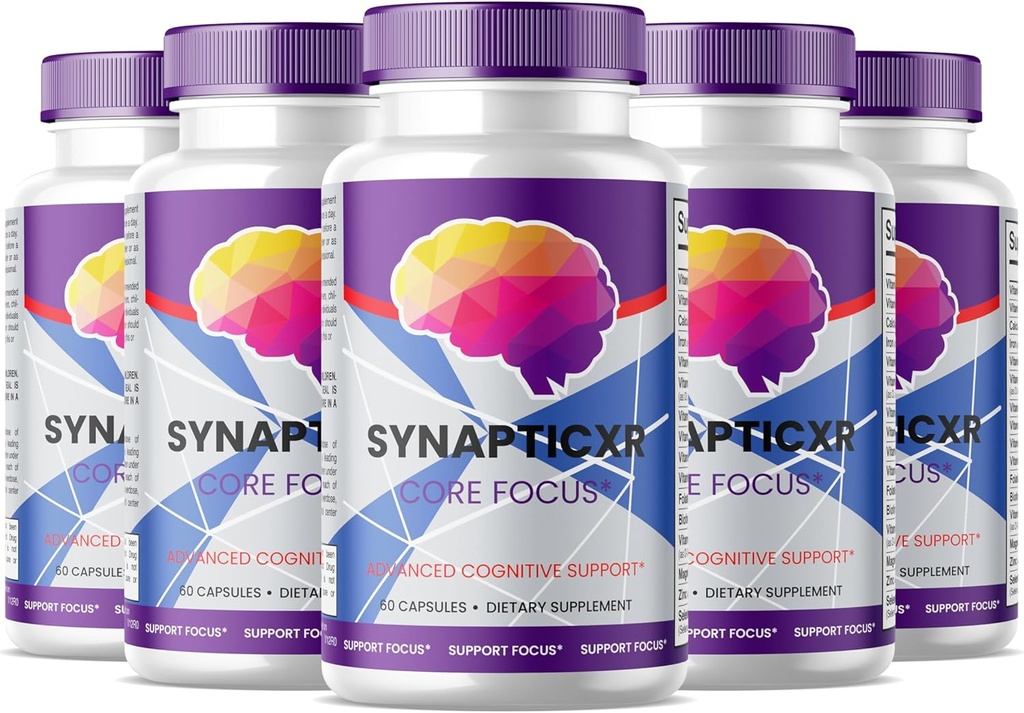 (5 Pack) Synaptic XR Core Focus Capsules, Synaptic XR Brain Caps, All Natural Supplement for Cognitive Health & Function, SynapticXR, Synaptic XR Advanced Formula 300 Capsules 5 Ay