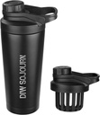 Μπουκάλι DIW 24 oz shaker, μπουκάλι αναλλοίωτο χάλυβα shaker με το θόρυβο-ελεύθερο σχεδιασμό, μονωμένο κύπελλο αναδευτήρα μετάλλων για τις πρωτεΐνες και πριν την προπόνηση, Gym shaker μπουκάλι (μαύρο)
