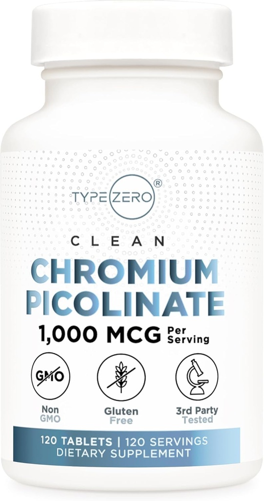 Tip Zero Clean Chromium Picolinate Tabletler (120 hizmet, 1000 MCG Per Servis) - Non-GMO, Gluten Free