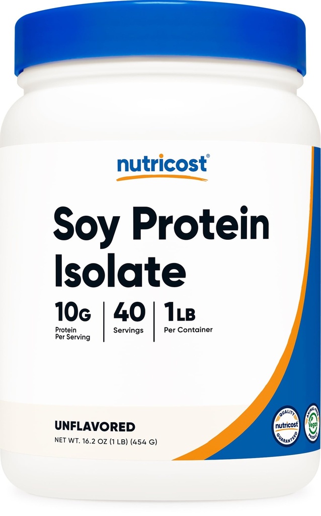 Μονωτική σκόνη πρωτεΐνης σόγιας Nutricost, 1 LB Χωρίς γεύση - 10 γραμμάρια πρωτεΐνης ανά υπηρεσία, Vegan, GMO-free & Gluten Free