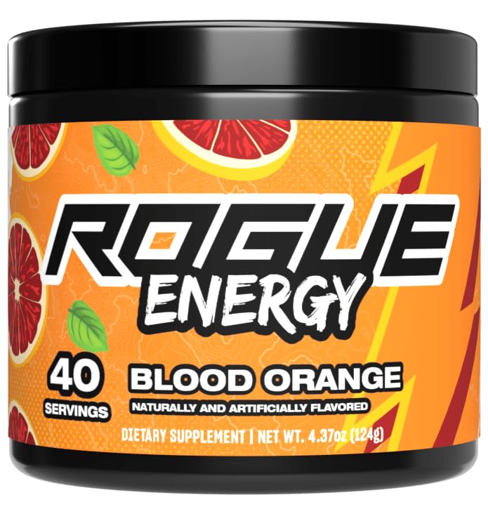 Rogue Enerji Enerji Uzun Oyun Saatleri için Toz - Zihin Odaklığı için Enerji Tozu - Şeker & Gluten Free - Oyun Tamamı Caffeine & Vitamins - ABD'de (Kan Orange - 40 Hizmet)
