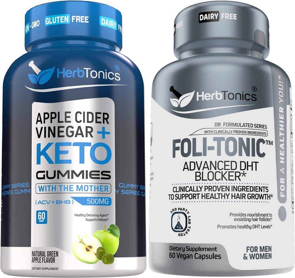 Herbtonics ACV Keto Gummies with The Mother & Keto BHB | Apple Cider Vinegar Gummies - Koreli Red Panax BTC 1500 mg - Foli-Tonik FB Blocker & Hair Yi | Saç İncelenmesi