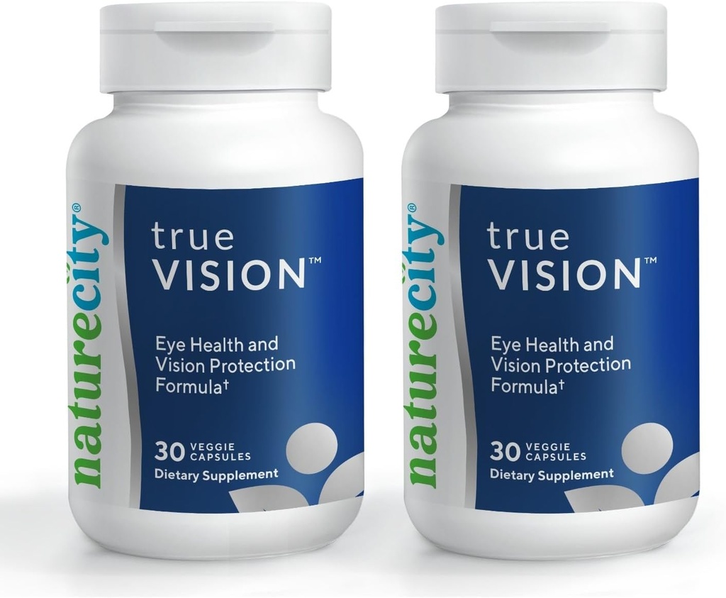 NatureCity True-Vision Eye Health Supplement - Plant-Based Lutein and Zeaxanthin with High Potency Saffron 20mg - Blue Light Protection, Support Central and Night Vision (60 Veggie Capsules)