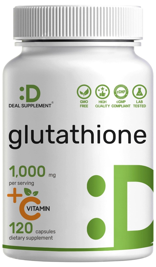 Glutathione Supplement 1000 mg Per Servisi, 98 inç | Plus Vitamin C 500 mg, Active Azaltıd Form (GSH) | Intracellular Antioksi – Immune Health