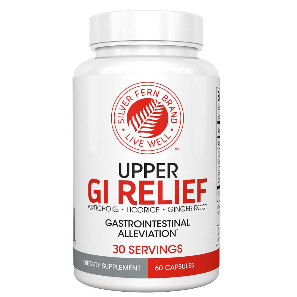 Silver Fern GI Relief - Natural Herbal Supplement - Artichoke Leaf Extract, Ginger Root Extract ve GutGuard Licorice Flavonoids (1 Şişe - 60 Capsules - 30 Day Supply)