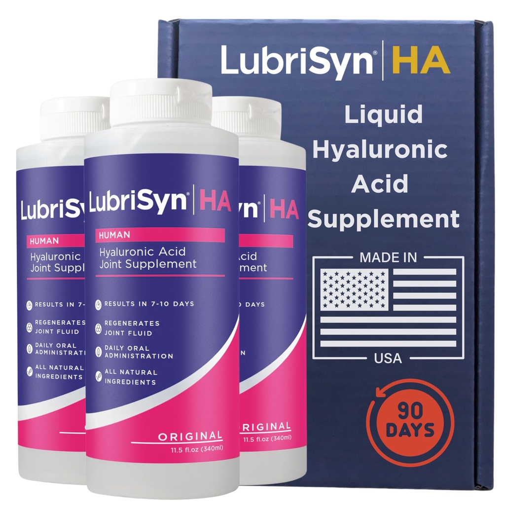 Lubrisyn Hyaluronik Asit Oral Ortak Supplement - İnsanlar için Sıvı HA Formula - Ortak Destek, Hareketlilik, Flexability, Hydration & Health Function for Men & Women - Original 3 x 11.5oz