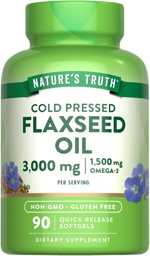 Nature's Truth Flaxseed Oil Softgels | 90 Count | Cold Pressed, Non-GMO & Gluten Free Supplement