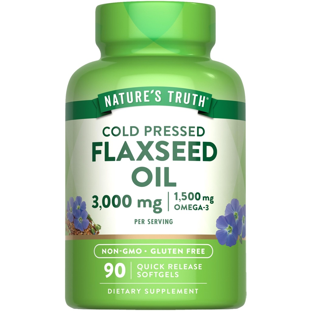 Nature's Truth Flaxseed Oil Softgels | 90 Kont | Cold Pressed, Non-GMO & Gluten Free Supplement Supplement