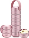 Zannaki Metal Weekly Pill Organizer, Large Travel Pill Box 7 Day, Waterproof Daily Pill Case with Silicone Handle, Aluminum Alloy Portable Pill Holder Container for Vitamin, Medicine, Supplement,Pills