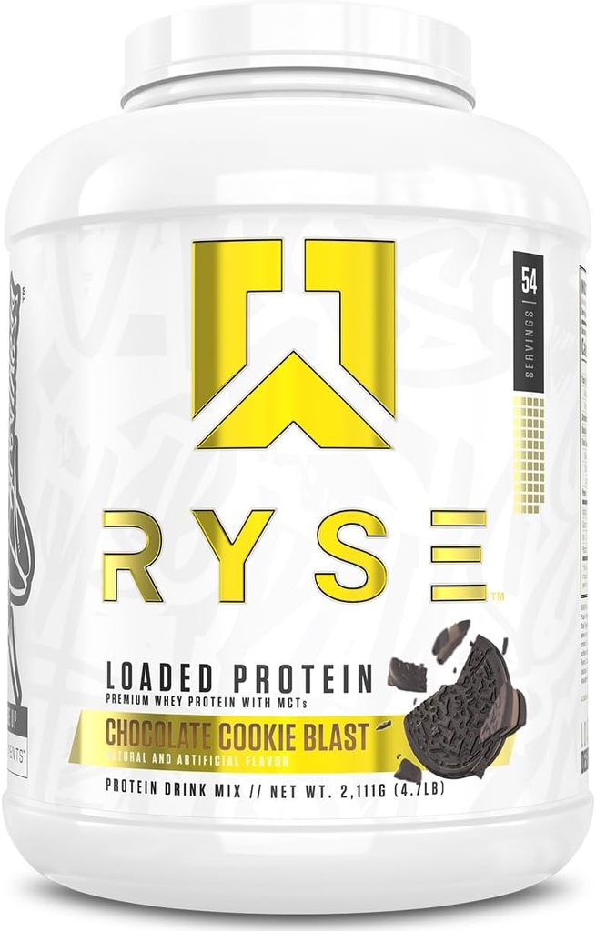 RYSE, Protein Tozu - Chocolate Cookie Blast - 25g Whey Protein Isolate & Yoğun Fiber & MCTs - Low Carb, Low Sugar, Digestive-Friendly - 54 Servis / 4 lb Tub Tuba