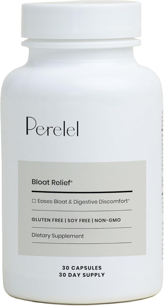 Perelel Digestive Health Supplement with Organic Ginger, Lemon Balm, & Fennel, Gut Health & Digestive Comfort, Historical Supplement for Women & Men, Soy, Dairy & Gluten Free, 30 Pills