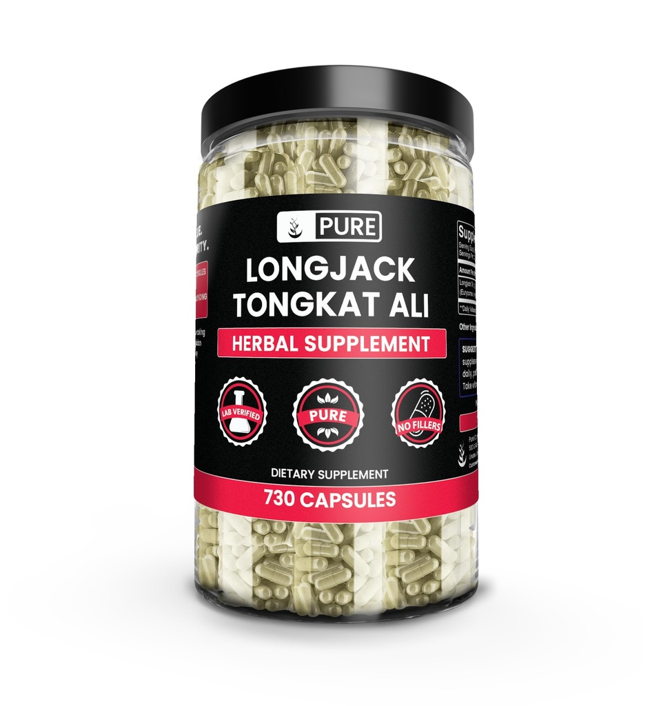 Pure Original Materialss Longjack (Tongkat Ali) (730 Capsules) No Magnezyum Or Rice Fillers, Always Pure, Lab TY