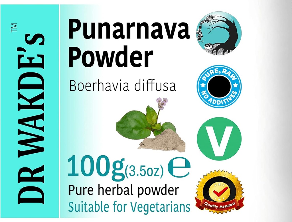 DR WAKDE'nin Punarnava Tozu (Boerhavia diffusa) - 100g (3.5oz) | Pure, Raw & Tray Toz | Ayurvedic Herb | Vegan |
