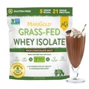 MariGold Grass-fed Whey proteini Isolate Toz - Rich Chocolate Malt Flavor - 1 Lb | 100% Pure, Cold-Processed, Micro-Filtered, Undenatured, Non-GMO, rBGH Free, Soy Free, Gluten Free, Lactose Free