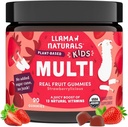 Llama Naturals Παιδιά Πολυβιταμίνη Gummies, Vegan, Βιολογικό με βιταμίνη D, C & K, Toddler Πραγματικό Φρούτο Gummy Βιταμίνες, Μασώμενα συμπλήρωμα, Ολόκληρα τρόφιμα πολυβιταμίνη, Δεν Προστέθηκε Ζαχαροκάλαμο, Φράουλα, 90 Ct