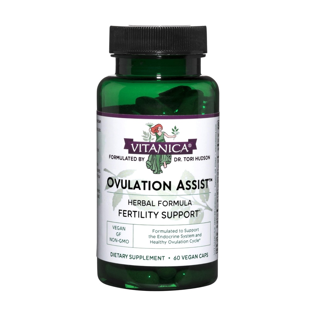 Vitanica Ovulation - Ovarian Health & Adrenal Support with Rhodiola Rosea, Holy Basil, Tribulus Terrestris & Chaste Tree - Herbal Diyetsel Tamam - Lady - 60 Vegan Caps