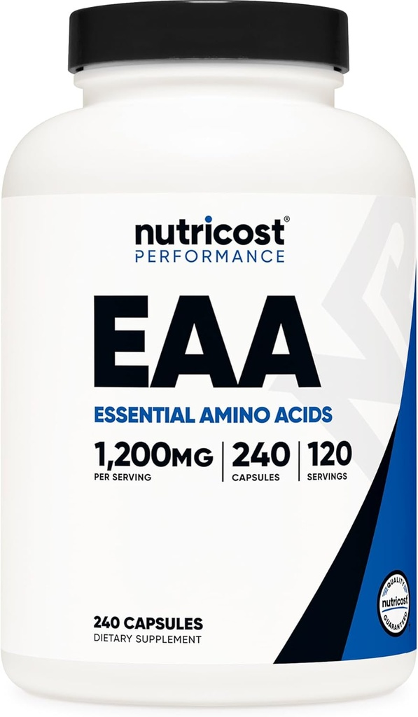 Nutricost EAA Capsules 1200 mg, 240 Capsules - Essential replicas, 120 Hizmet - Non-GMO, Gluten Free & Vegan