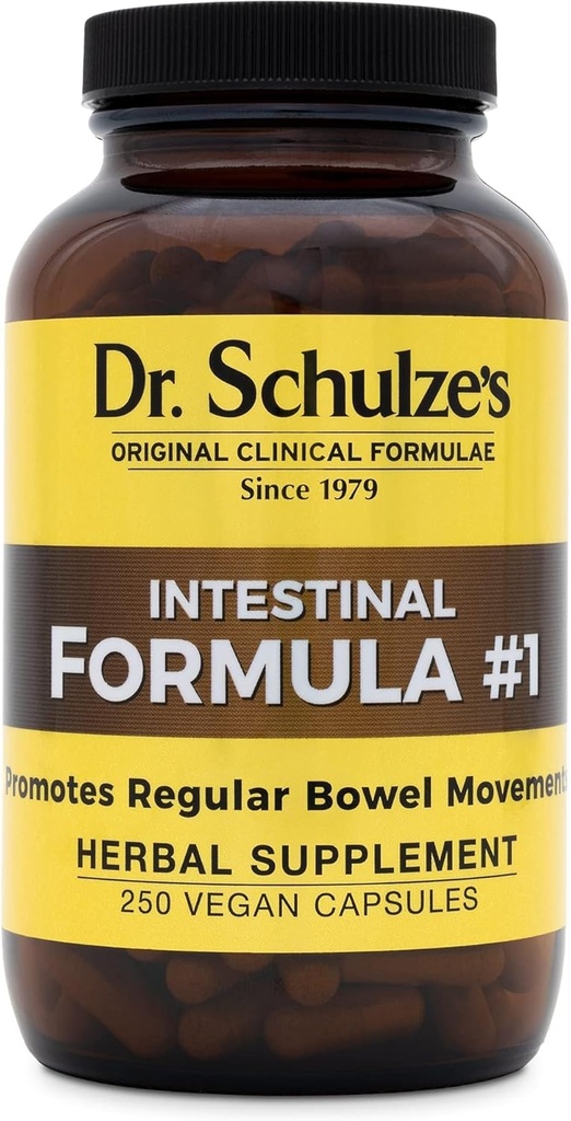Dr. Schulze'nin Intestinal Formula #1 - Bowel Movement Supplement for Colon Health Support - Bloating & Constipation Aid - Intestinal Cleanse - All- Natural - Plant-Based - Vegan - 250 Count Count