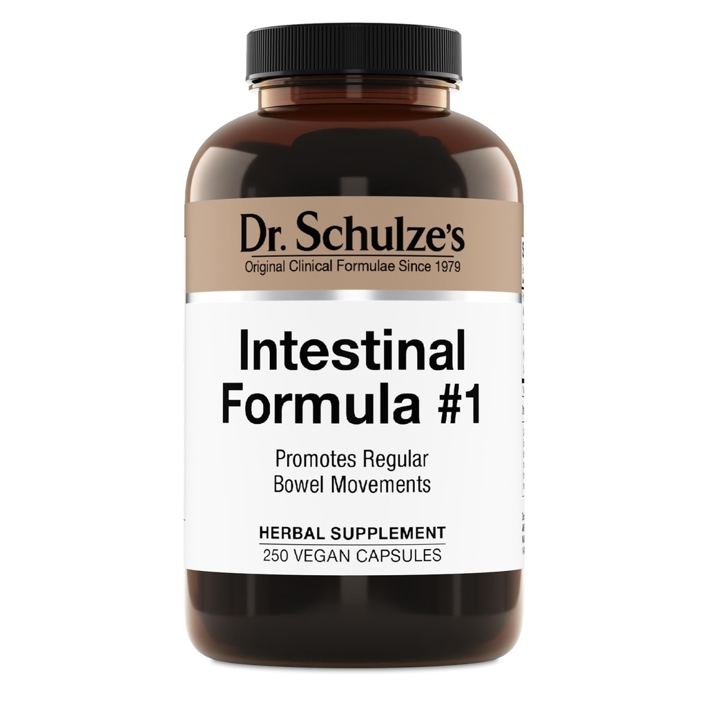 Dr. Schulze'nin Intestinal Formula #1 - Bowel Movement Supplement for Colon Health Support - Bloating & Constipation Aid - Intestinal Cleanse - All- Natural - Plant-Based - Vegan - 250 Count Count