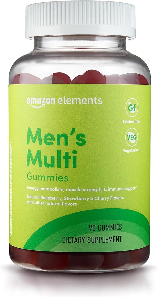 Elements - Men's Organic Multivitamin, 90 Gummies (3 Web'de Gummies), Vegetarian, Gluten ücretsiz, sertifikalı Organik (daha önce Revly)