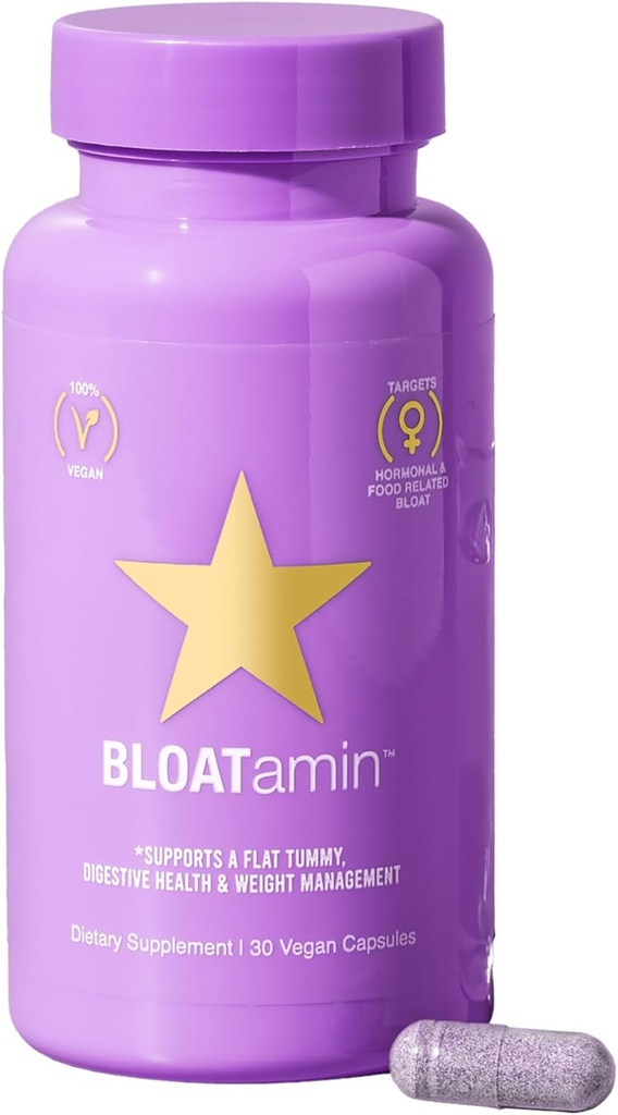 HAIRtamin BLOATamin - Vegan Synergistic Meeting | Bloating Relief Supplement Capsule | Men & Women | Digestive Enzymes for Bloating Relief, Gas Stomach Pain, Water Retention, and Discomfort (1-Pack)