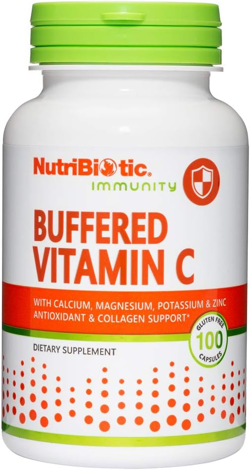 NutriBiotic Buffered Vitamin C, 500 Mg, 100 Caps | Farm Grade Vitamin C, Kalsiyum, Magnezyum, Pyum ve çinko | Antioksi & Gluten Free