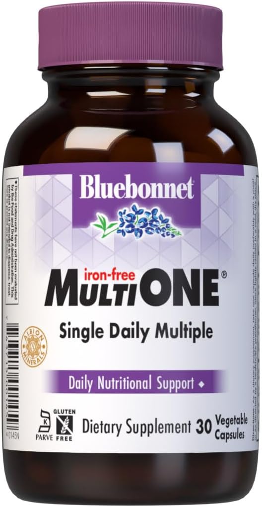 Bluebonnet Nutrition Multi One (Δωρεάν από Iron), Καθημερινή Διατροφική Υποστήριξη*, Kosher Certified, Χωρίς Γλουτένη, Γαλακτοκομικά, Χορτοφαγικά Φιλικά, 30 κάψουλες λαχανικών, 30 εξυπηρετούν